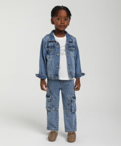 Erkek Çocuk Jean Ceket ve Kargo Pantolon Takım