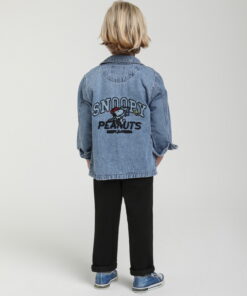 Unisex Çocuk Açık Mavi Snoopy Baskılı Jean Ceket