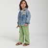 Kız Çocuk Mavi Jean Ceket ve Yeşil Kargo Pantolon Takım