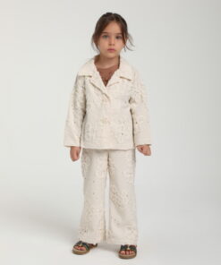 Kız Çocuk Dantel İşlemeli Ceket ve Pantolon Takımı