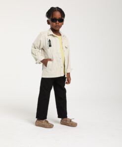 Erkek Çocuk Ekru Baskılı Gömlek Ceket