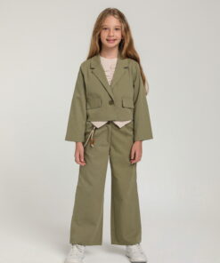 Kız Çocuk Haki Ceket ve Pantolon Takım