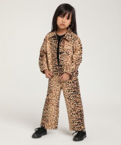 Kız Çocuk Leopar Desenli Ceket ve Pantolon Takım