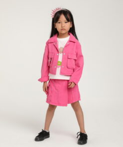 Kız Çocuk Cepli Kargo Ceket ve Şort Etek Takım