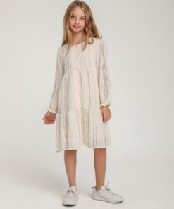 Kız Çocuk Krem Dantel Detaylı Elbise