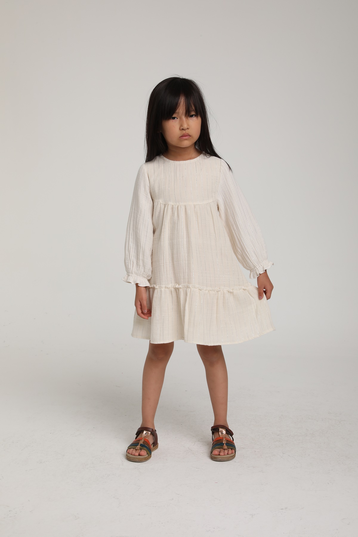 Kız Çocuk Ekru Kat Kat Elbise