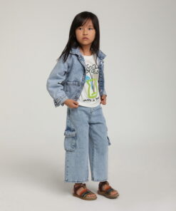 Kız Çocuk Açık Mavi Cepli Kargo Ceket ve Pantolon Takım