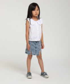 Kız Çocuk Beyaz Bebek Yaka Gömlek