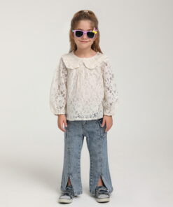 Kız Çocuk Ekru Dantel Bluz