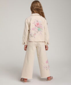 Kız Çocuk Çiçek Desenli Ceket ve Pantolon Takım