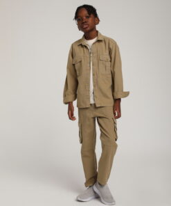 Erkek Çocuk Camel Cepli Kargo Ceket ve Pantolon Takım