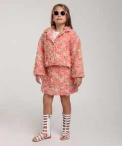 Kız Çocuk Çiçek Desenli Ceket ve Etek Takım