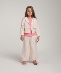 Kız Çocuk Çizgili Ceket ve Pantolon Takım
