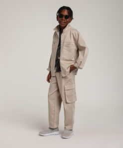 Erkek Çocuk Cepli Kargo Ceket ve Pantolon Takım