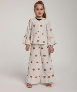 Kız Çocuk Desenli Gömlek ve Pantolon Takım