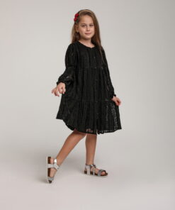 Kız Çocuk Siyah Desenli Elbise