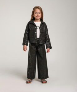 Kız Çocuk Siyah Ceket ve Pantolon Takım