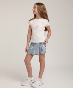 Kız Çocuk Mavi Kot Şort Etek