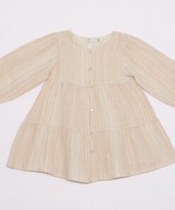 Kız Bebek Ekru Düğmeli Kat Kat Elbise