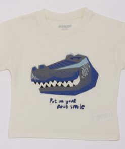 Unisex Çocuk Ekru Timsah Baskılı Tişört