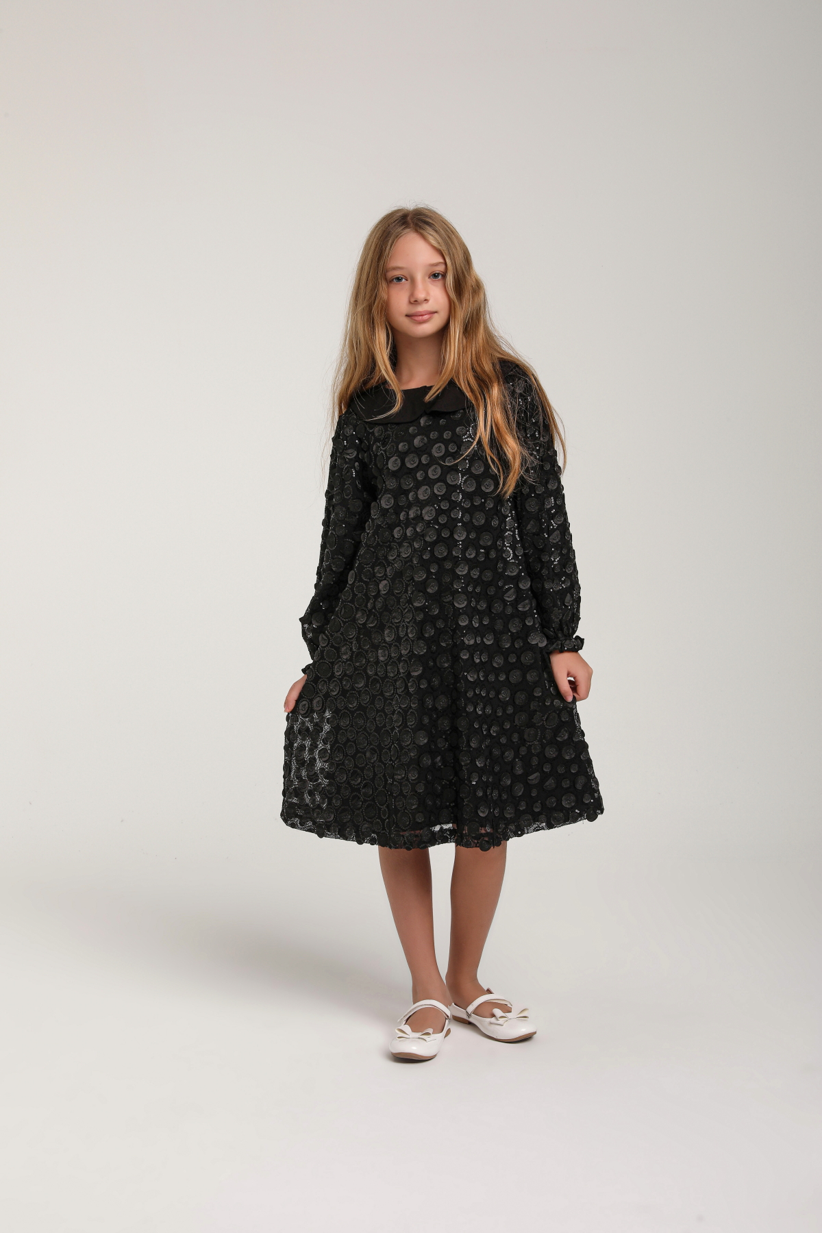 Kız Çocuk Siyah Desenli Elbise