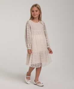 Kız Çocuk Krem Dantel Elbise