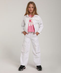 Kız Çocuk Beyaz Ceket ve Pantolon Takım