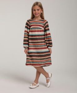 Kız Çocuk Çizgili Desenli Elbise