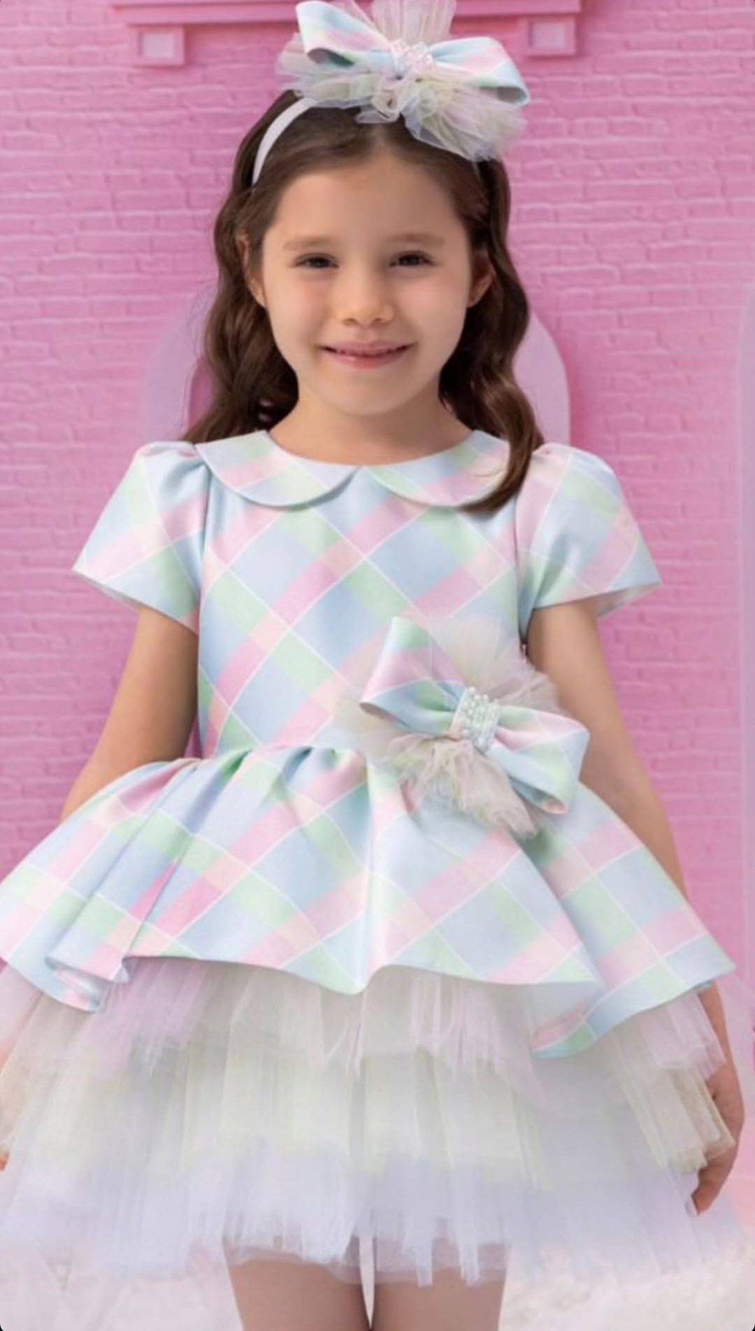 Kız Çocuk Desenli Elbise ve Saç Bandı Takım - Görsel 2