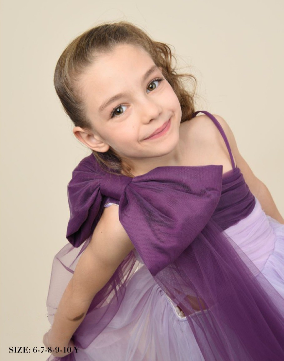 Kız Çocuk Tül Detaylı Pelerinli Abiye Elbise - Görsel 2